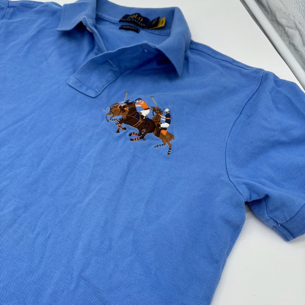 Polo Ralph Lauren Shirt Womens Small Petite Custom Slim Fit Blue 3 Big Pony